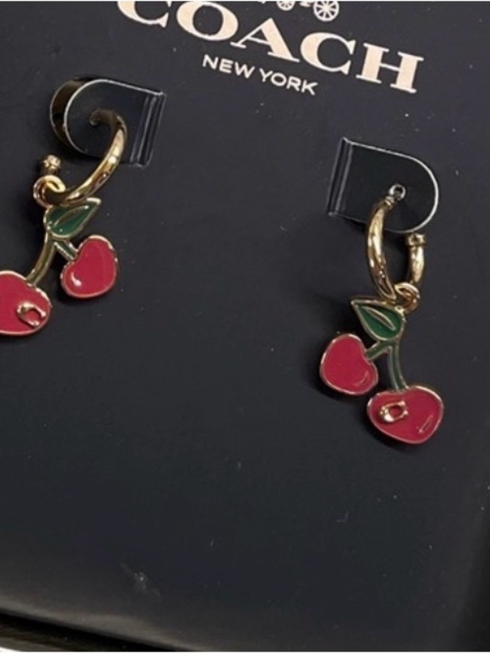 Coach Cherry Charm Huggie Earring NWT in the Box - Picture 2 of 4